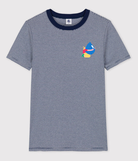 T-shirt L'ICONIQUE Water Family x Petit Bateau blu MEDIEVAL/bianco MARSHMALLOW