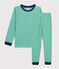 Pigiama millerighe verde bambino a costine verde PRADO/bianco MARSHMALLOW
