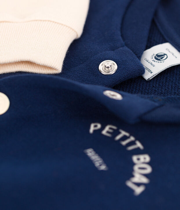 Teddy beb&egrave; in felpa blu/ecru