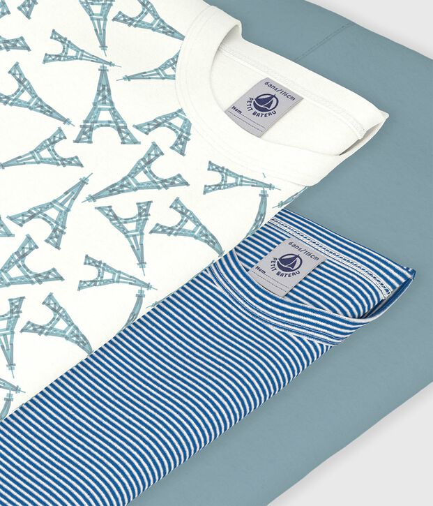 Set di T-shirt bambino a maniche corte in cotone Tour Eiffel multicolore