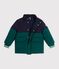Piumino tinta unita color block bambino verde/blu
