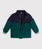 Piumino tinta unita color block bambino verde/blu
