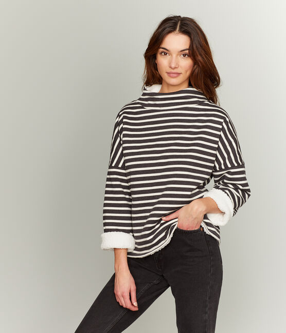 Marinière reversibile donna nero CITY/beige COQUILLE