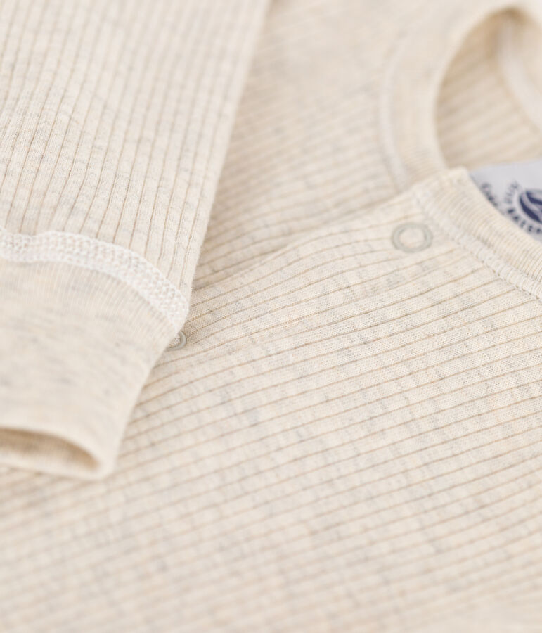 Tutina lunga beb&egrave; in maglia a costine beige