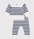 Completo 2 pezzi in maglia a righe marinière neonato