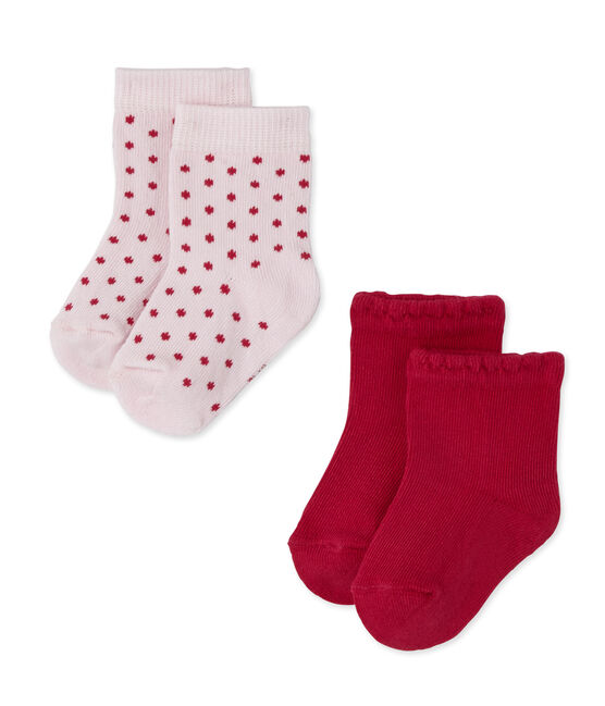 Lotto di 2 paia di calze per bebé femmina in tinta unita + a pois SPECIAL LOT 99