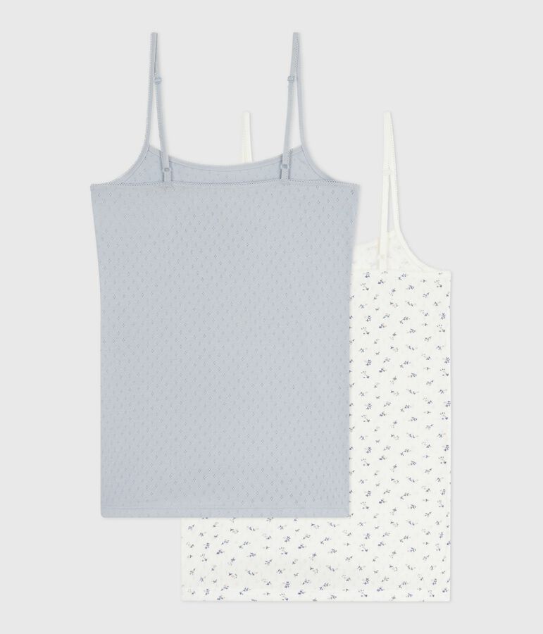 Set di canotte con spalline in cotone traforato donna multicolore