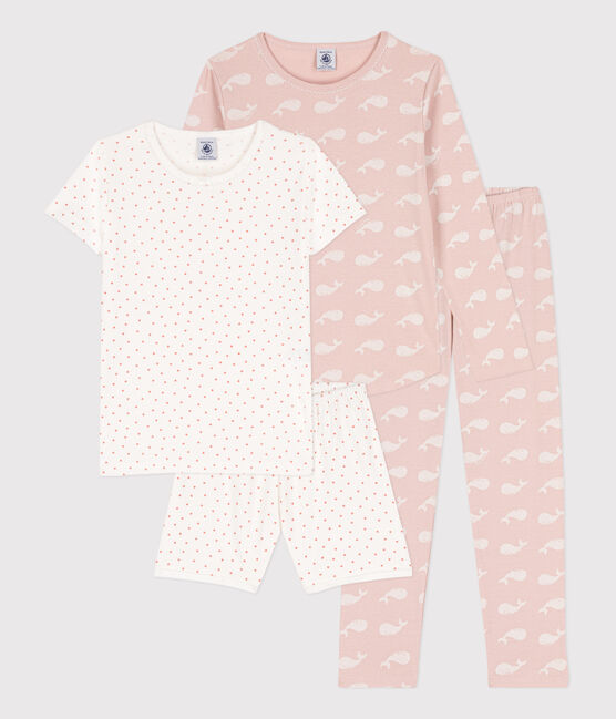 Set 1 pigiama corto + 1 pigiama lungo bambina in cotone variante 1