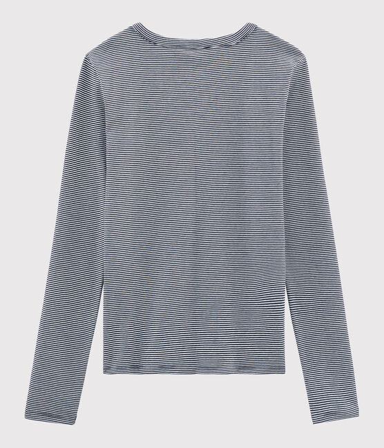 T-shirt iconica scollo rotondo Donna blu SMOKING/bianco MARSHMALLOW