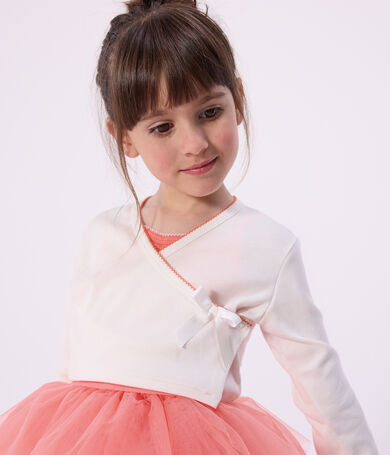 Cardigan con incrocio in cotone tinta unita bambina