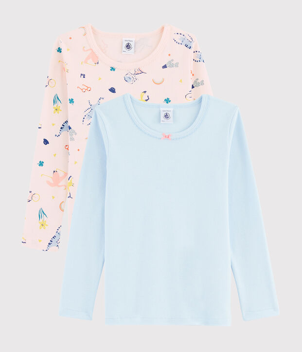Confezione da 2 t-shirt a manica lunga animali yoga bambina multicolore