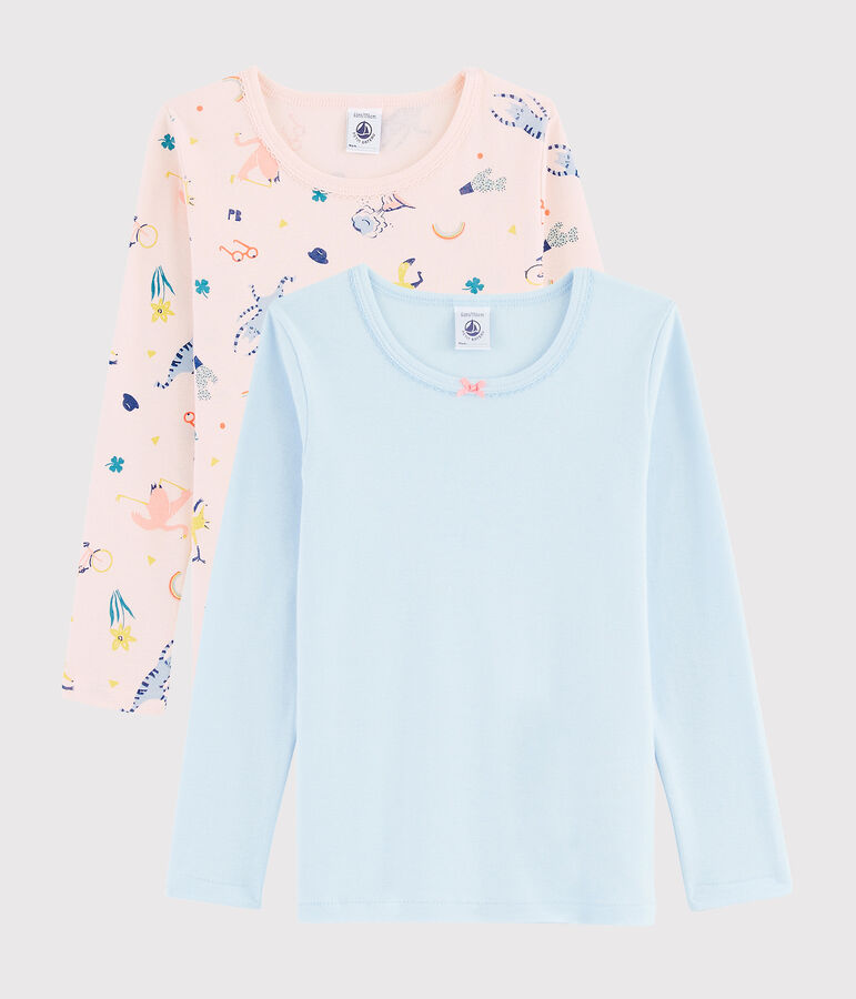 Confezione da 2 t-shirt a manica lunga animali yoga bambina multicolore