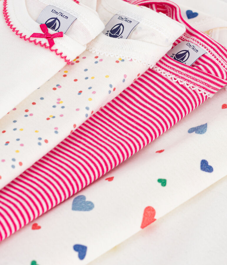 Set di body a maniche lunghe in cotone con stampa a cuori neonato multicolore