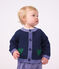 Cardigan in maglia di misto lana e cotone con motivo jacquard a cuori neonata blu/multicolore
