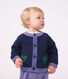 Cardigan in maglia di misto lana e cotone con motivo jacquard a cuori neonata