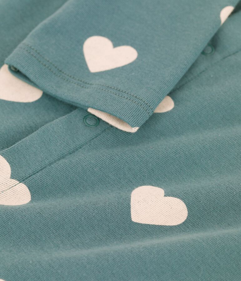 Cardigan fantasia in cotone bambina verde/ecru