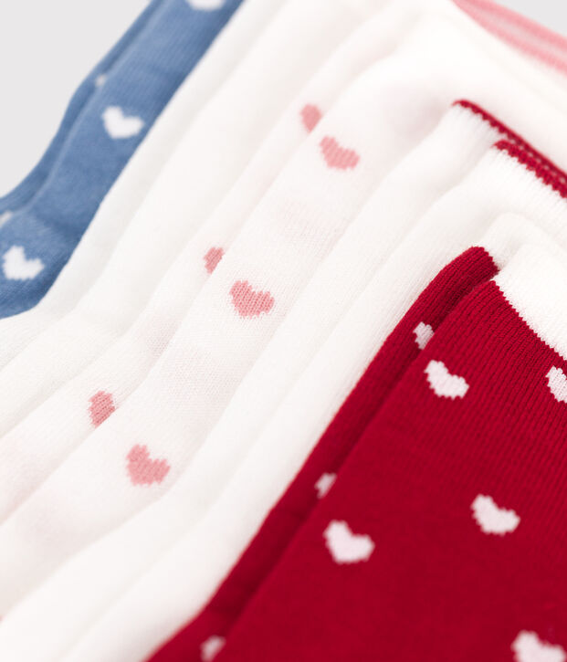 5 paia di calzini in cotone a cuori bambina multicolore