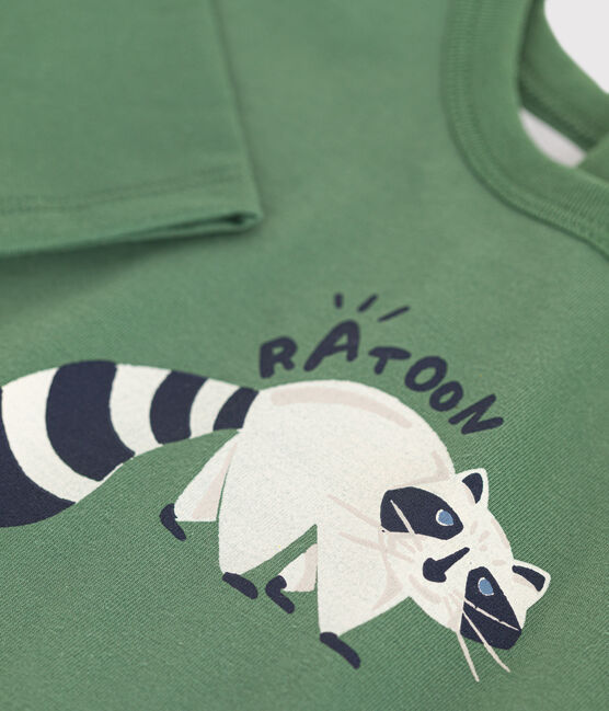 T-shirt a maniche lunghe in jersey sottile neonato verde PALMERAIE