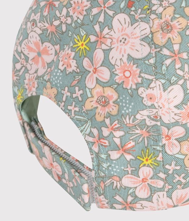 Berretto in serge con stampa a fiori bambina blu/multicolore