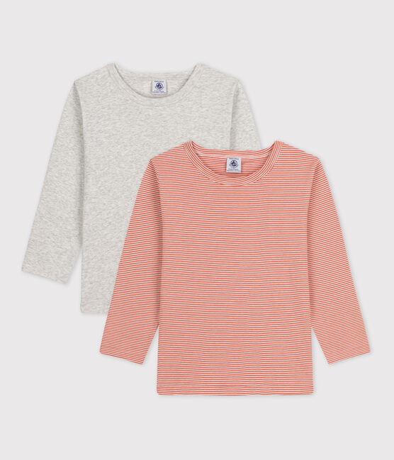 Confezione da 2 t-shirt a maniche lunghe millerighe bambina / bambino cotone variante 1