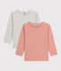 Confezione da 2 t-shirt a maniche lunghe millerighe bambina / bambino cotone