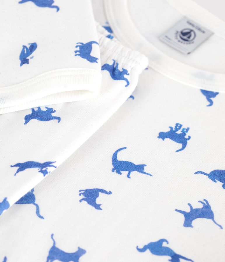 Pigiama in cotone con stampa di gatti bambino bianco/multicolore