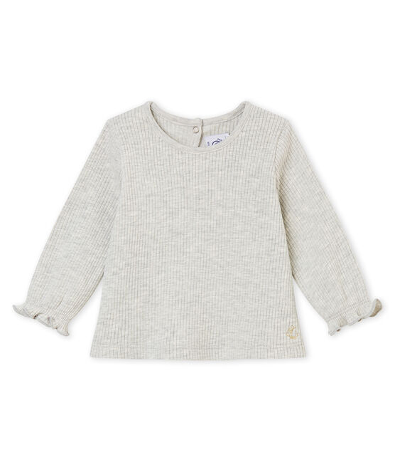 Blusa per bebé femmina con volants grigio BELUGA CHINE