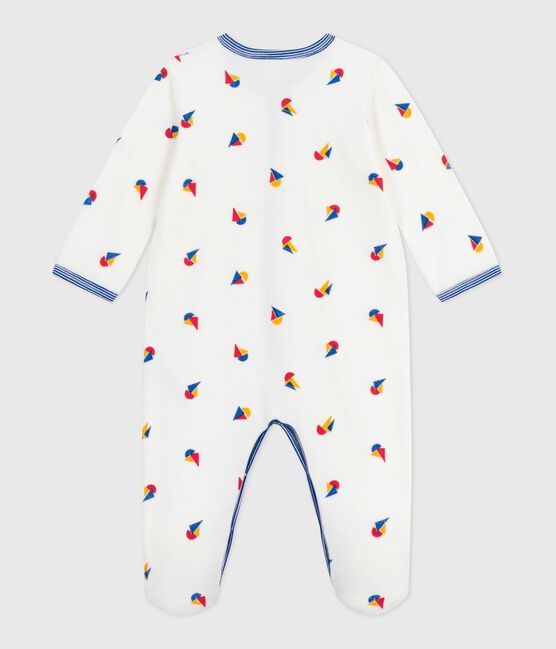 Pigiama in ciniglia stampata neonato bianco MARSHMALLOW/bianco MULTICO