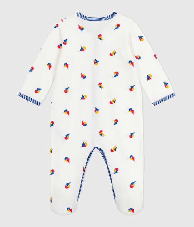 Pigiama in ciniglia stampata neonato bianco/multicolore