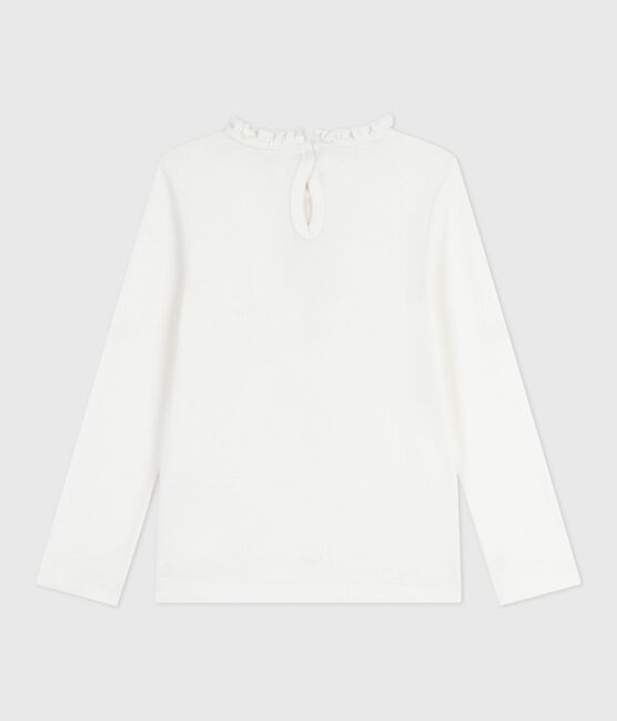 T-shirt a maniche lunghe in cotone tinta unita bambina bianco MARSHMALLOW