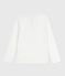 T-shirt a maniche lunghe in cotone tinta unita bambina bianco MARSHMALLOW