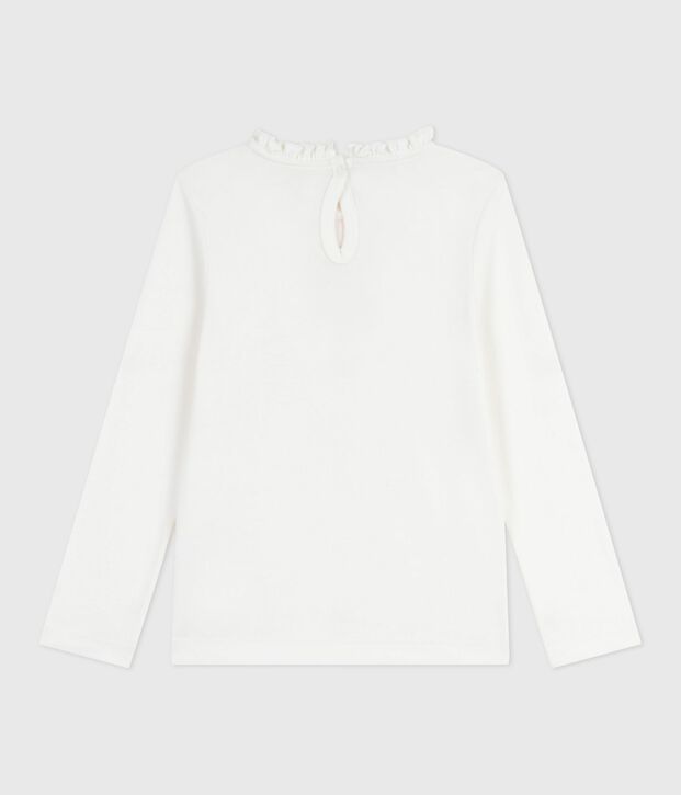 T-shirt a maniche lunghe in cotone tinta unita bambino bianco