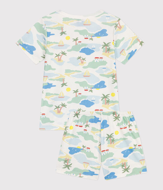 Pigiama corto in cotone con stampa bambino bianco MARSHMALLOW/bianco MULTICO