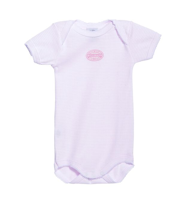 Body beb&eacute; bambina maniche corte millerighe rosa/bianco