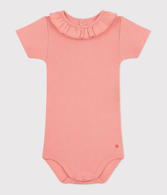 Body a maniche corte in cotone tinta unita neonato arancione ABRICOT