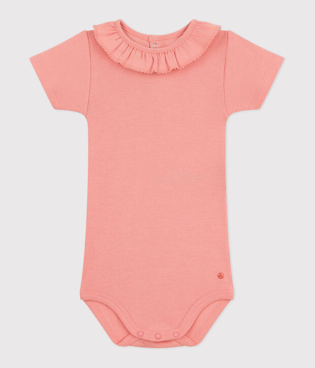 Body a maniche corte in cotone tinta unita neonato arancione