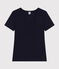 T-shirt Iconica a maniche corte a coste tinta unita donna blu SMOKING