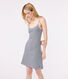Camicia da notte corta in cotone rigato donna