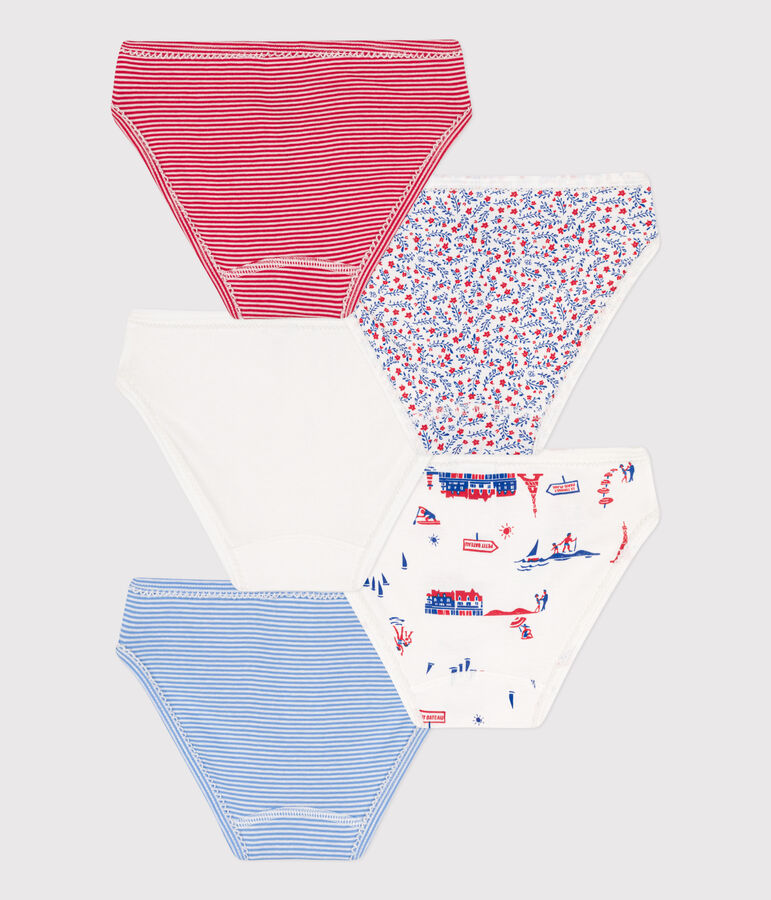 Confezione da 5 slip bambina fantasia Parigi in cotone multicolore