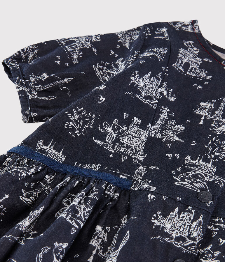 Abito manica corta in tubique bambina blu/bianco