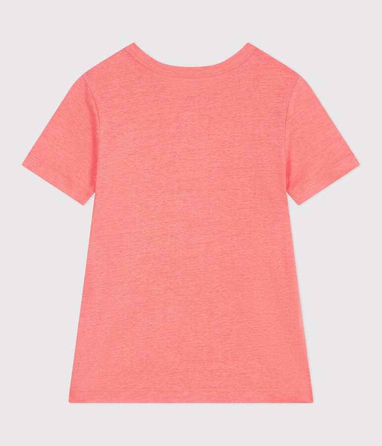 T-shirt a maniche corte in cotone tinta unita donna rosa