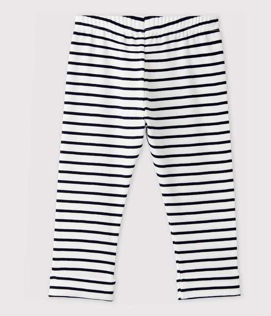 Pantaloni in cotone bebè femmina/maschio bianco MARSHMALLOW/blu SMOKING