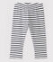 Pantaloni in cotone bebè femmina/maschio bianco MARSHMALLOW/blu SMOKING