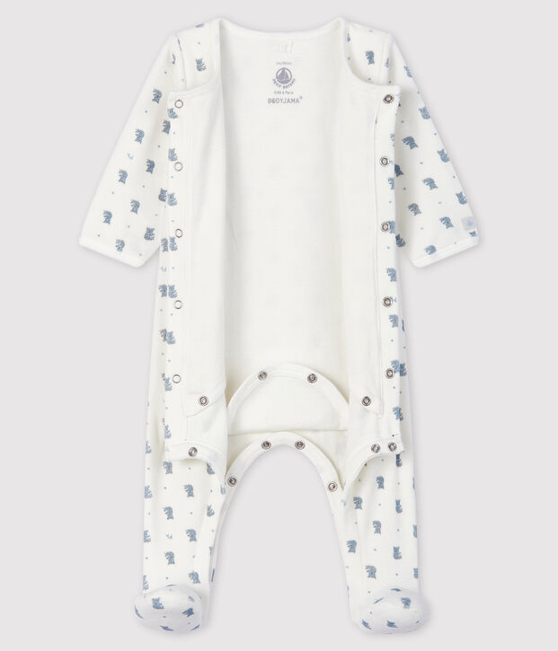 Body-pigiama con stampa koala bimbo in velluto bianco/multicolore