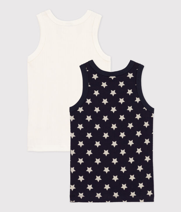 Set di 2 canottiere bambino in cotone a stelle multicolore