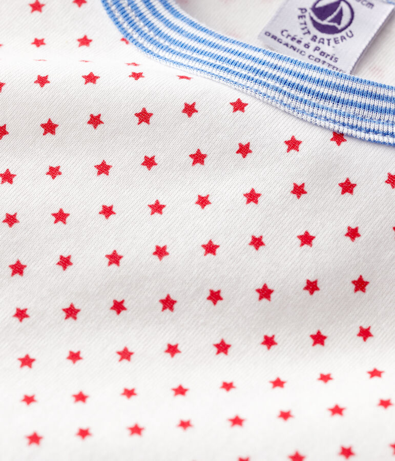 Pigiama fantasia bambina/bambino in cotone biologico bianco/rosso