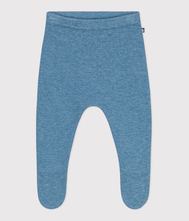 Pantaloni in maglia di lana e cotone neonato blu