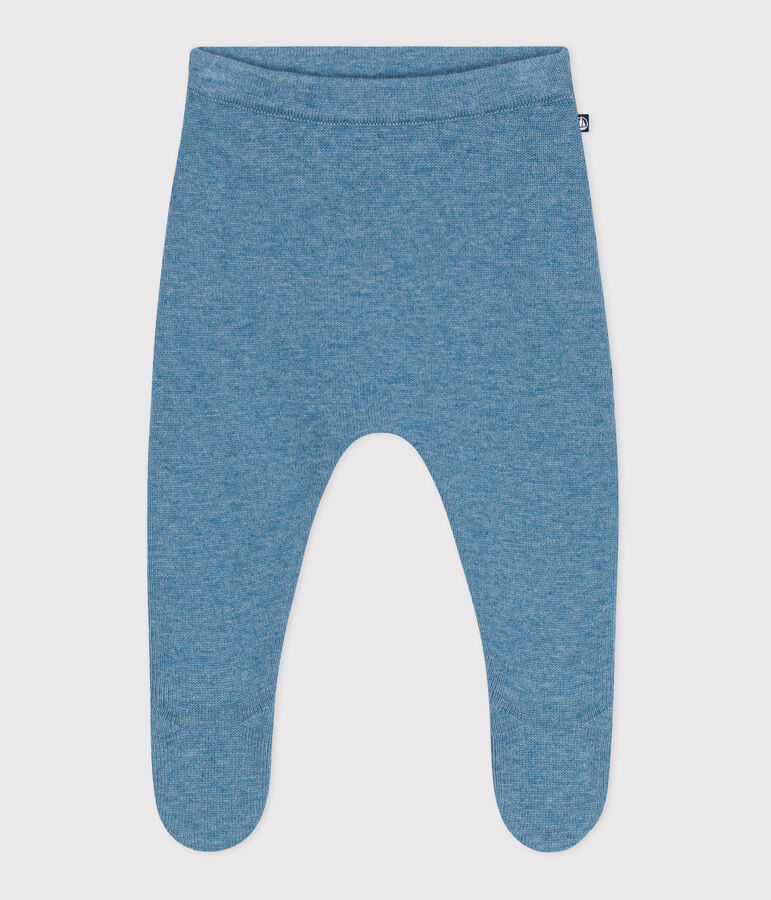 Pantaloni in maglia di lana e cotone neonato blu
