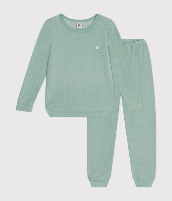 Pigiama in spugna bouclette spazzolata bambino verde PAUL