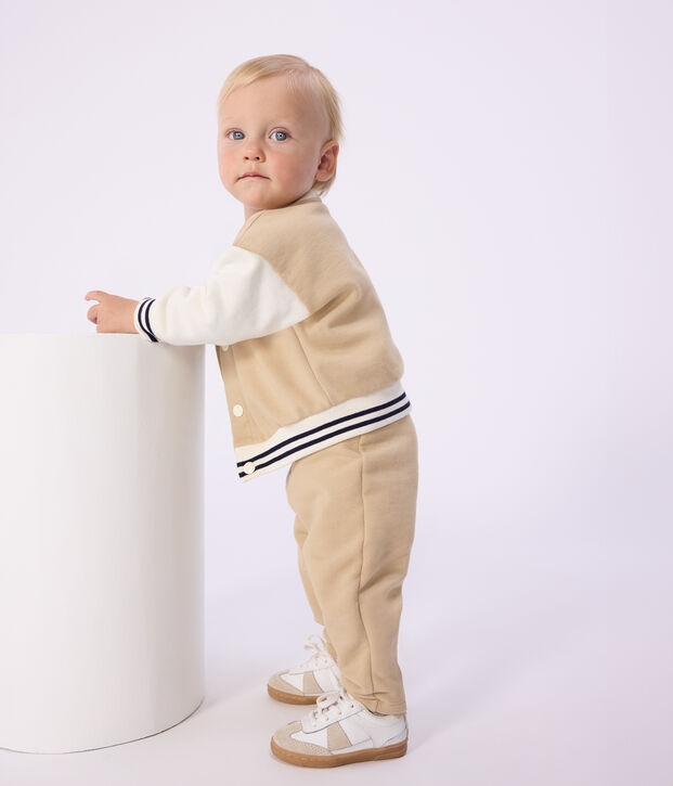 Joggers in cotone tinta unita neonato beige